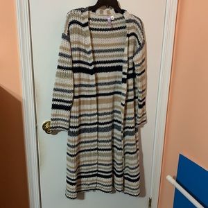 Striped Sweater Duster Cardigan